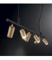 Suspension Dynamite Métal Laiton satiné 6 ampoules 16,5cm