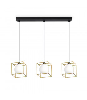 Suspension Lingotto 3 ampoules Verre,métal Laiton