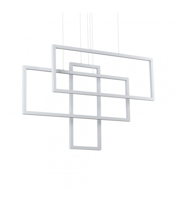 Frame integrated LED suspension 1 bulb Metal, white aluminum