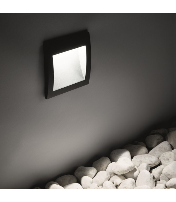 Recessed garden wall lamp Wire Glass, metal, aluminum Anthracite 1 bulb 9cm