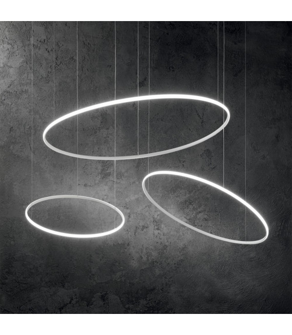 Sospensione LED integrata Hulahoop 1 lampadina Metallo, alluminio, plastica bianca
