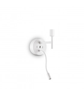 Lampada da parete con luce da lettura Set Metal, alluminio bianco 20,5 Cm