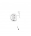 Wall lamp with reading light Set Metal, white aluminum 20.5 Cm