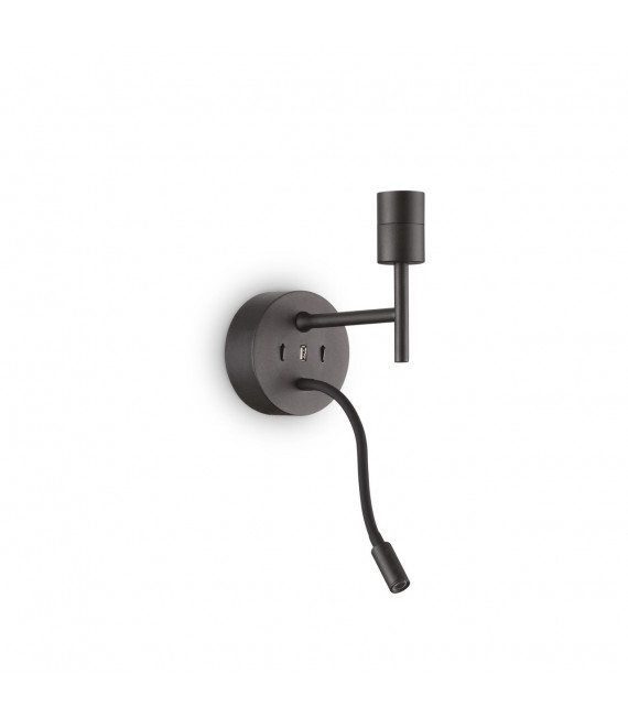 Lampada da parete con luce da lettura Set Metal, Alluminio nero 20,5 Cm