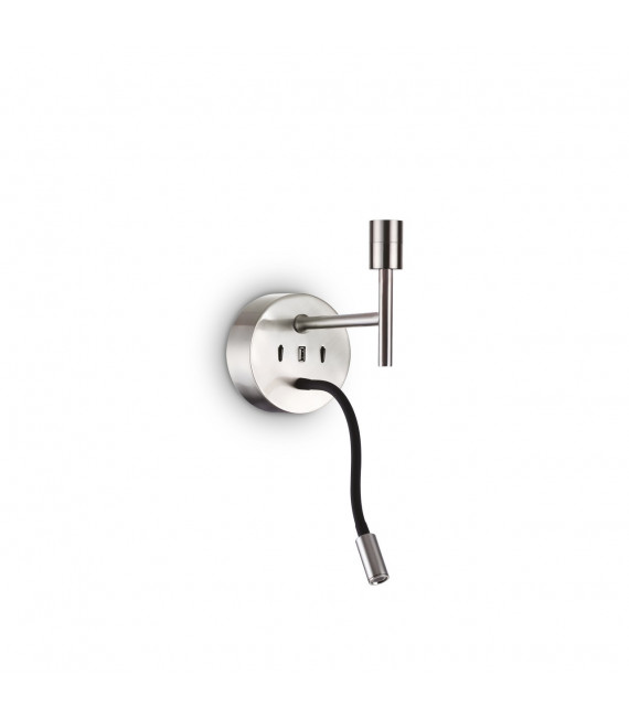 Lampada da parete con luce da lettura Set Metallo, alluminio Nichel 20,5 Cm