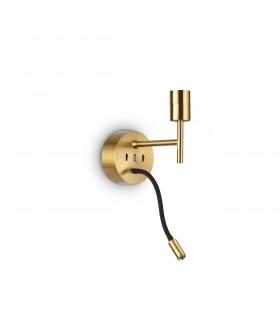 Wall lamp with reading light Set Metal, aluminum Brass 20.5 Cm