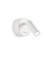 Wall lamp with reading lamp Bean Glass, white metal 1 bulb 8.5cm