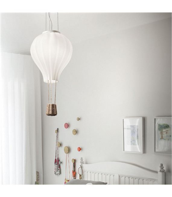 Plafón Dream 1 bombilla Cristal, tela blanca
