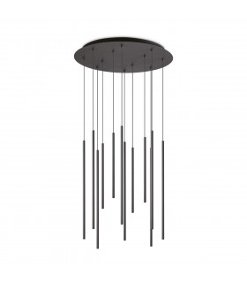 Filo Lámpara colgante 12 luces Metal, aluminio Negro