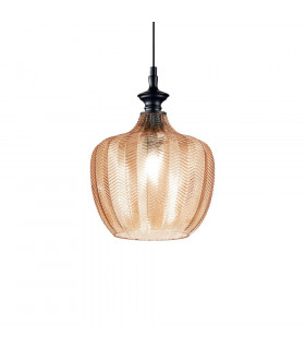 Sospensione Lord 1 lampadina Vetro, metallo ambra