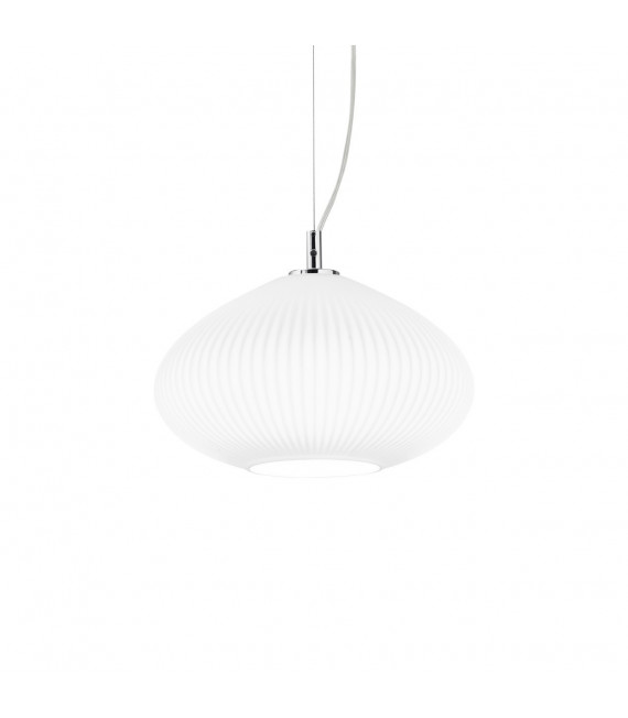 Plisse pendant light 1 bulb Glass, metal Chrome