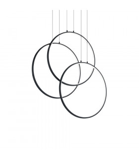 Sospensione LED integrata Frame 1 lampadina Metallo, alluminio Nero
