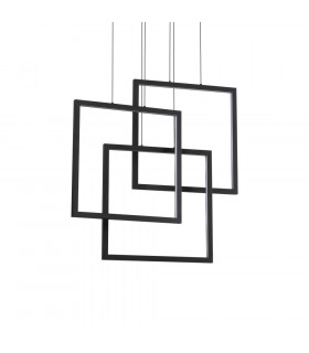 Frame integrated LED suspension 1 bulb Metal, aluminum Black
