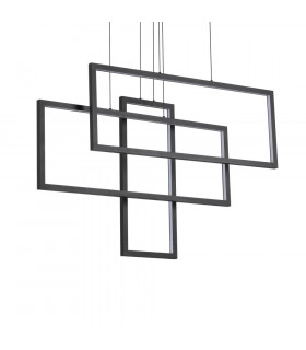 Marco integrado LED suspensión 1 bombilla Metal, aluminio Negro