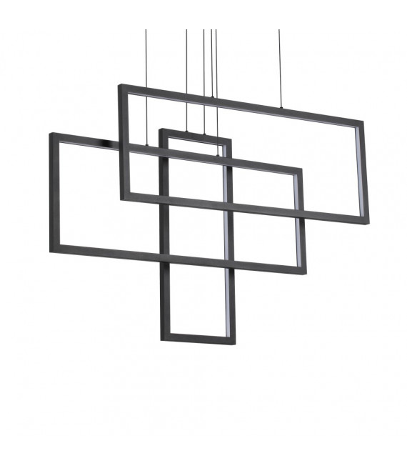 Frame integrated LED suspension 1 bulb Metal, aluminum Black