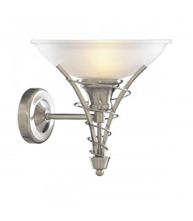 Aplique de pared Linéa plata satinada y cristal opal