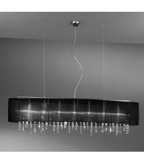 Lámpara colgante de cristal PARALUME cromo 7 bombillas