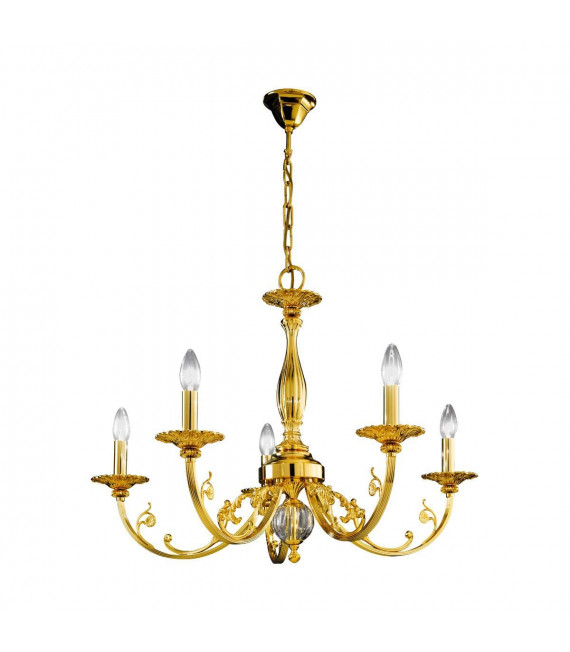 Candelabro clásico PISANI 24 quilates Oro 5 bombillas