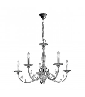 Chandelier classique PISANI chrome 5 ampoules