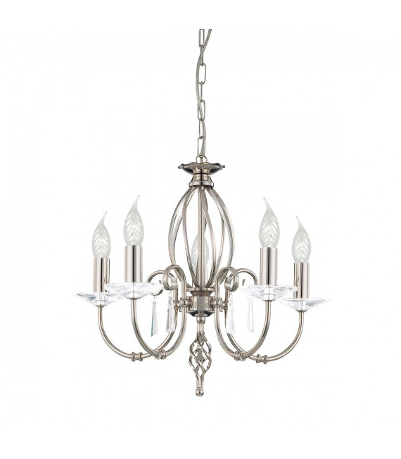 Pendente egeo, ottone lucido e vetro, 5 lampadine