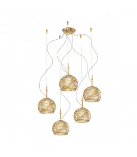 Design Pendelleuchte LUNA Gold 24 Karat 5 Glühbirnen