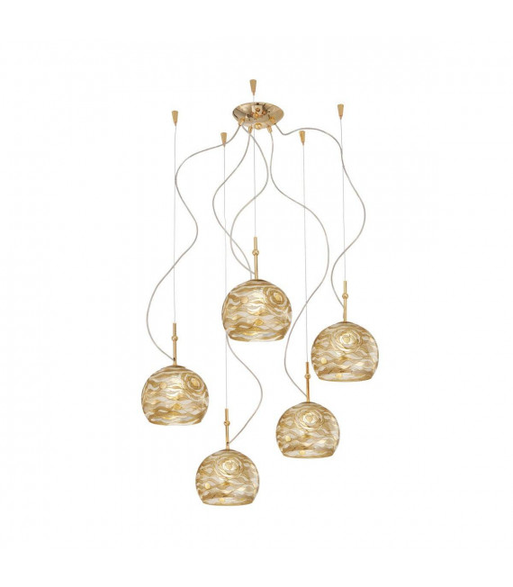 Lámpara colgante de diseño LUNA Gold 24 quilates 5 bombillas