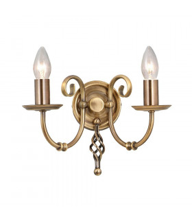 Lampada da parete egeo, ottone antico e vetro, 2 lampadine
