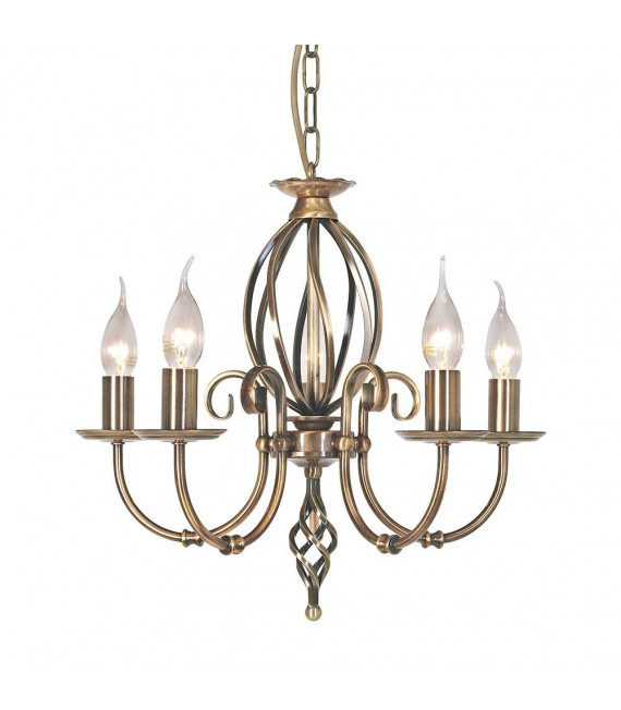 Lampada a sospensione artigianale, ottone antico, 3 lampadine
