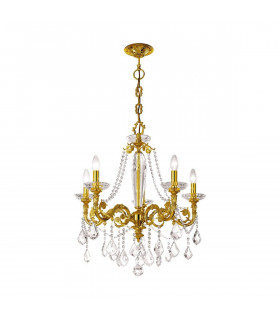 Chandelier classique CONTARINI CRYSTAL or Français 5 ampoules