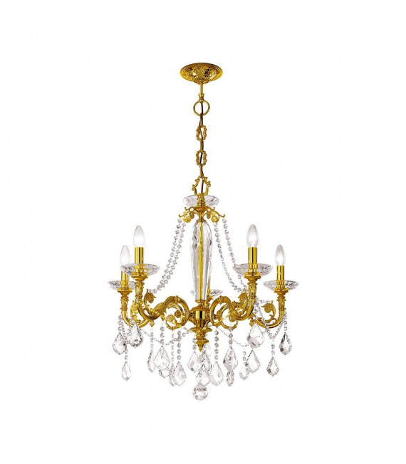 Chandelier classique CONTARINI CRYSTAL or Français 5 ampoules