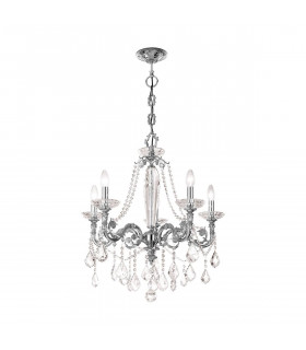 Lampadario classico CONTARINI CRYSTAL cromato 5 lampadine