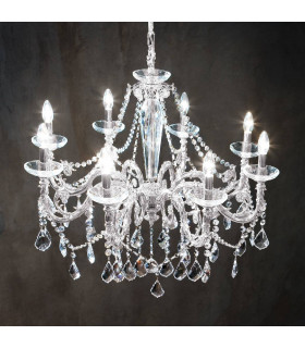 Lampadario classico CONTARINI CRYSTAL cromato 8 lampadine