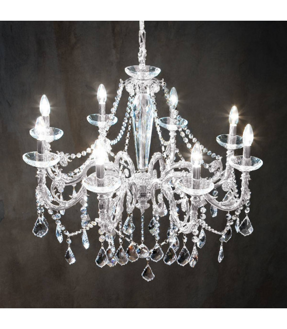 Klassischer Kronleuchter CONTARINI CRYSTAL Chrom 8 Glühbirnen