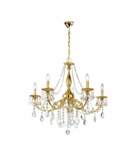 Candeliere classico PISANI CRYSTAL in oro francese 5 lampadine