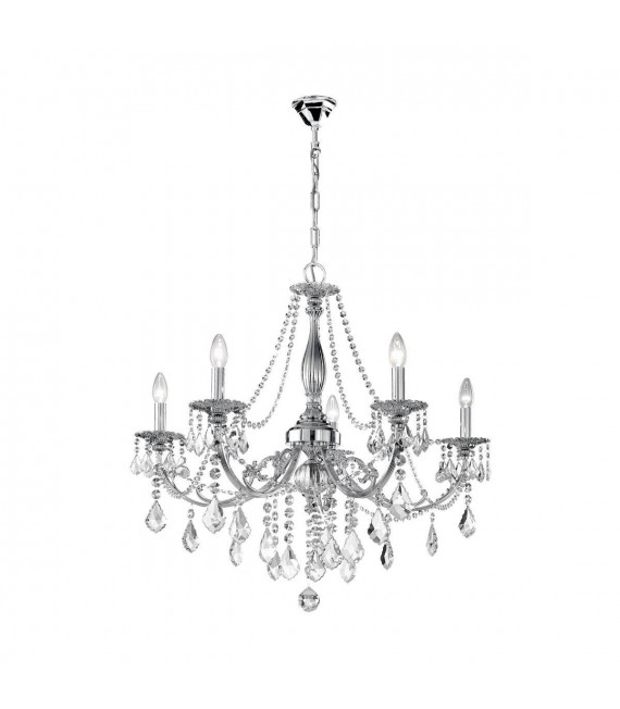 Chandelier classique PISANI CRYSTAL chrome 5 ampoules