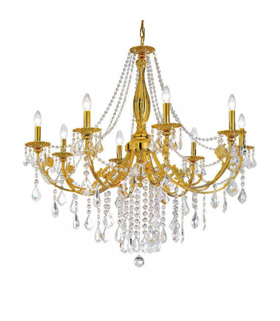 Candelabro clásico PISANI CRYSTAL Oro francés 8 bombillas