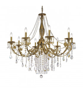 Klassischer Kronleuchter PISANI CRYSTAL Antik Messing 8 Glühbirnen