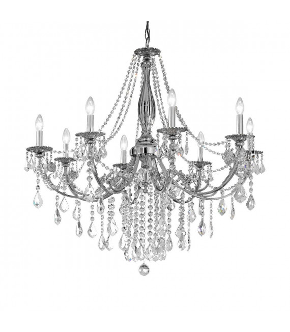 Chandelier classique PISANI CRYSTAL chrome 8 ampoules