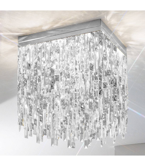 Plafonnier design PRISMA chrome 8 ampoules