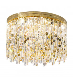 Plafonnier design PRISMA Or 24 Carats 12 ampoules