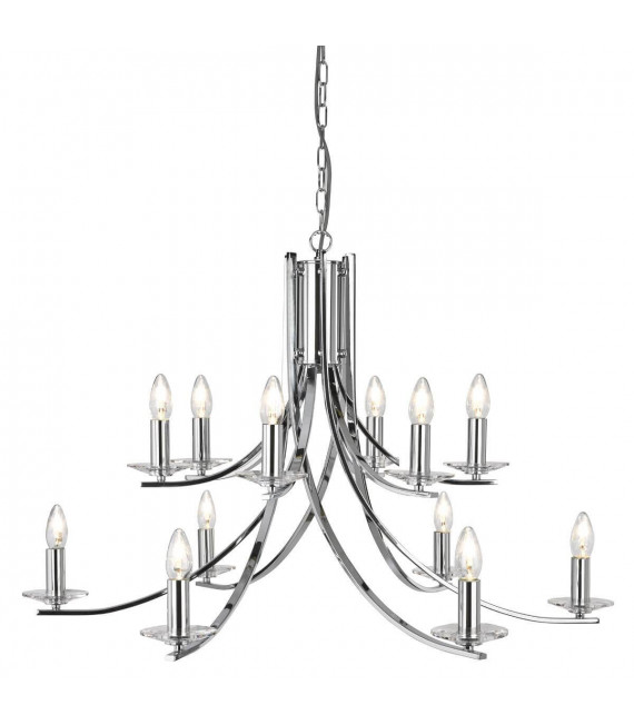 Hängelampe 12 Ascona-Lampen aus Chrom und Glas
