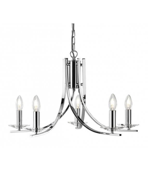 5-Licht Pendelleuchte Ascona, in Chrom und Glas