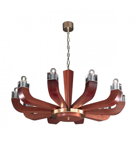 Design Kronleuchter RIVIERA Mahagoni 10 Glühbirnen