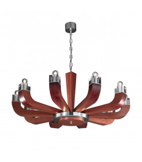 Design Kronleuchter RIVIERA Mahagoni 10 Glühbirnen