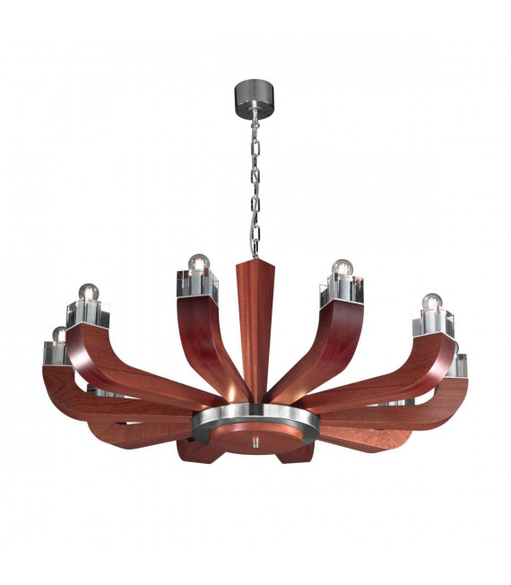 Lampadario design RIVIERA Mahagoni 10 lampadine