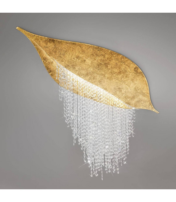 Plafonnier design FONTE DI LUCE feuille d'or 3 ampoules