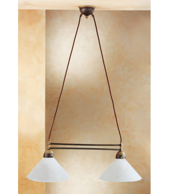 Chandelier style cosy NONNA laiton antique 2 ampoules