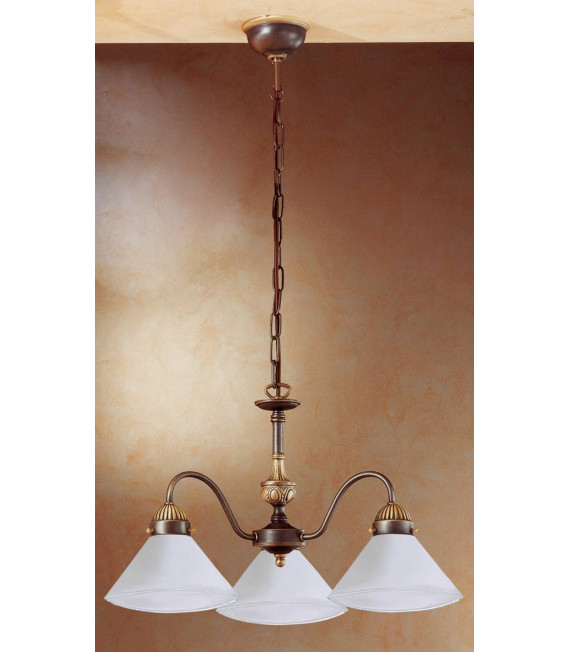 Chandelier style cosy NONNA laiton antique 3 ampoules