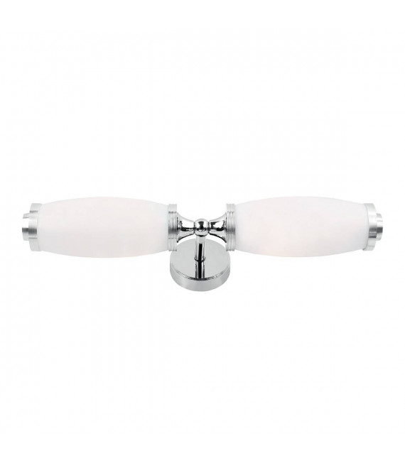 Lampada da parete Eliot1, cromata e vetro