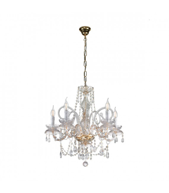 Chandelier en cristal AMARO Or 24 Carats 5 ampoules